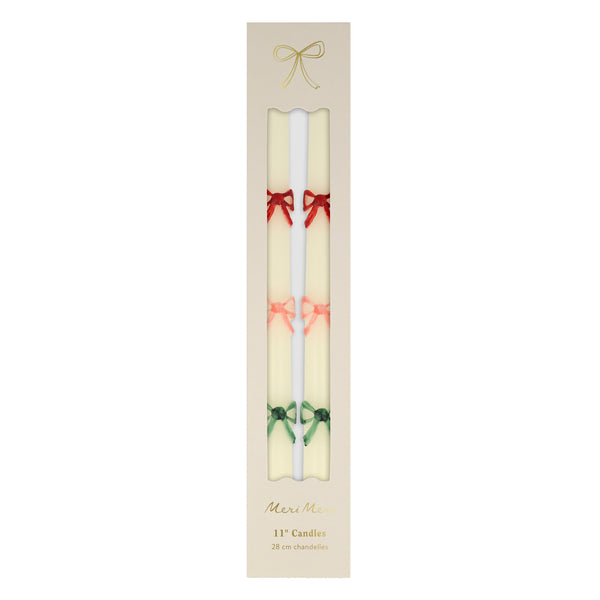 Multicolor Bow Taper Candle Set
