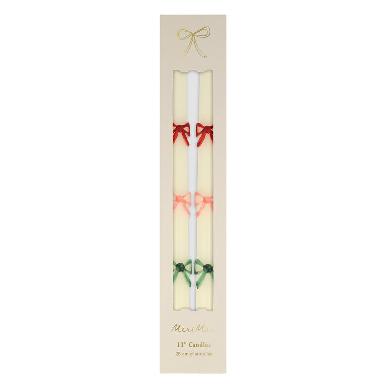 Multicolor Bow Taper Candle Set