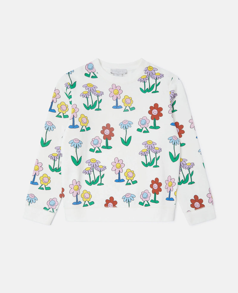 Flower Print Crewneck Sweatshirt
