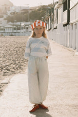 Stripes Knit Tee | Washed Blue
