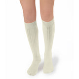La Haute Ribbed Knee-high Socks | Cream