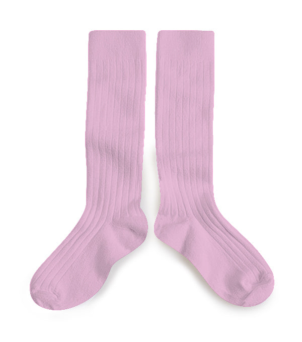 La Haute Ribbed Knee-high Socks | Sugared Almond Rose