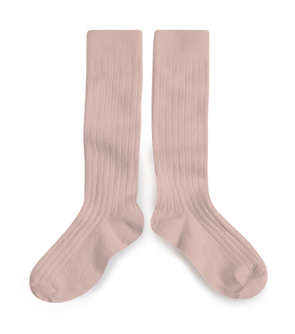 La Haute Ribbed Knee-high Socks | Vieux Rose