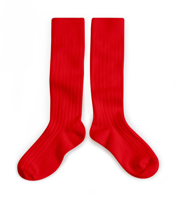 La Haute Ribbed Knee-high Socks | Poppy