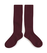 La Haute Ribbed Knee-high Socks | Bordeaux Grand Cru