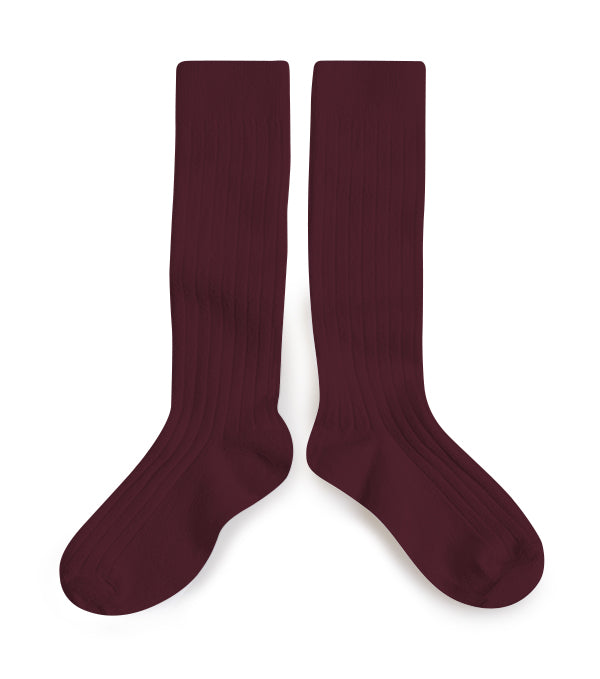 La Haute Ribbed Knee-high Socks | Bordeaux Grand Cru
