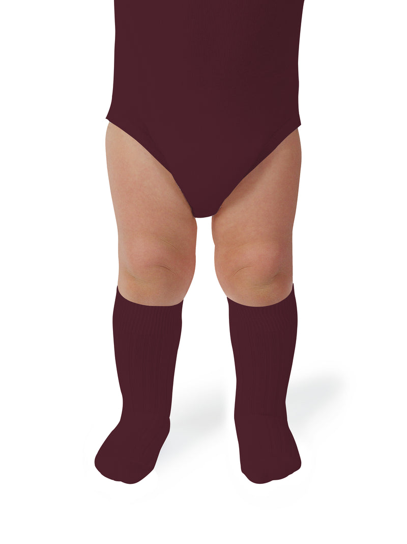 La Haute Ribbed Knee-high Socks | Bordeaux Grand Cru