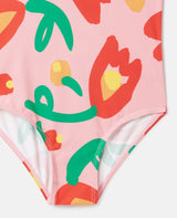 Girl Tulips Print Swimsuit
