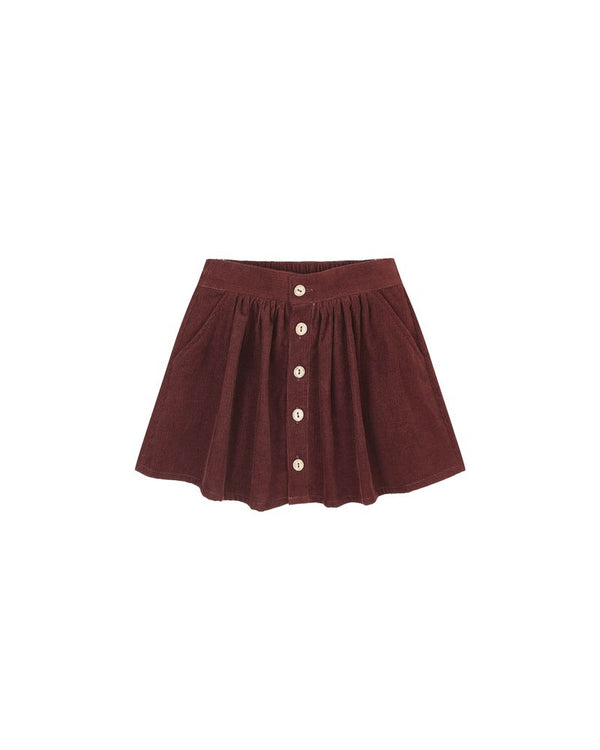 Button Front Mini Skirt | Burgundy