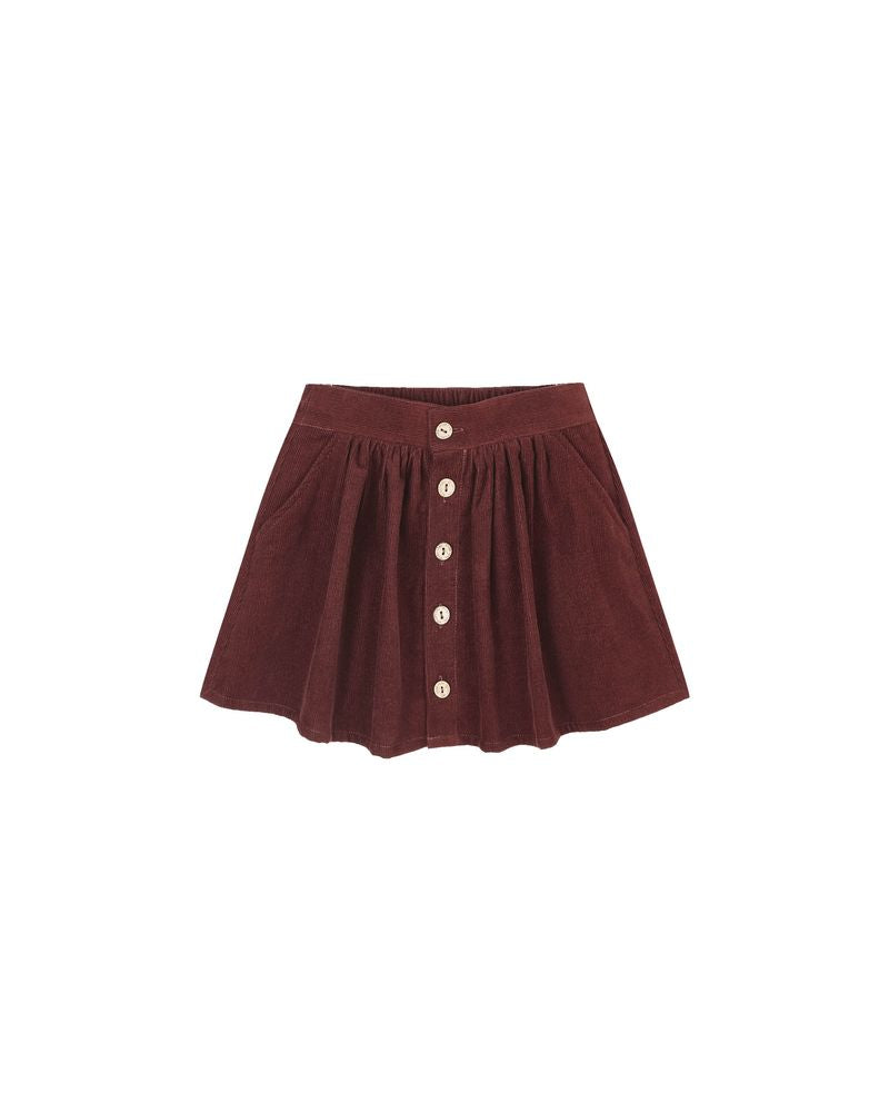 Button Front Mini Skirt | Burgundy