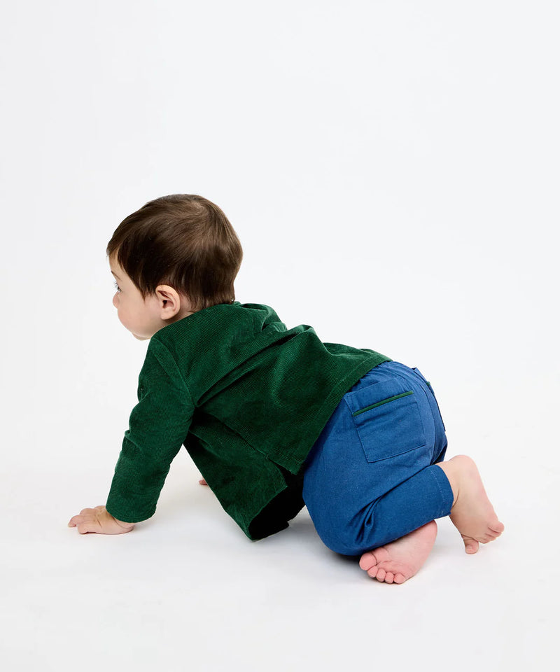 Baby Bowie Pant | Blue with Green Ties