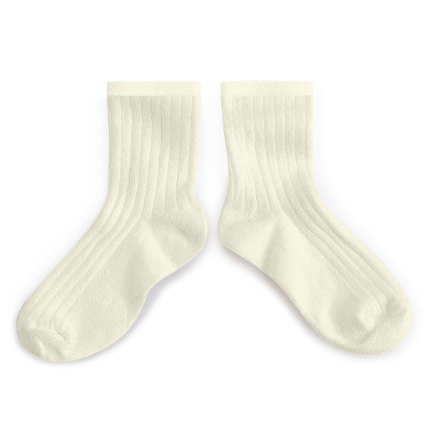 Adult La Mini Ribbed Ankle Socks | Cream