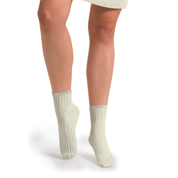 Adult La Mini Ribbed Ankle Socks | Cream