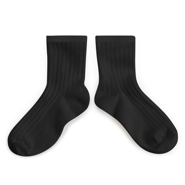 Adult La Mini Ribbed Ankle Socks | Carbon Black