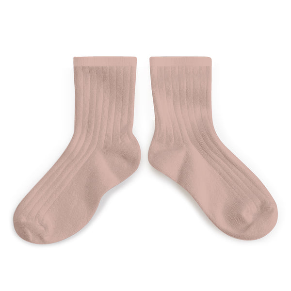 Adult La Mini Ribbed Ankle Socks | Vieux Rose