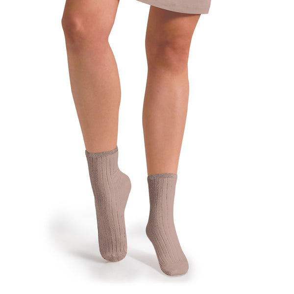 Adult La Mini Ribbed Ankle Socks | Vieux Rose