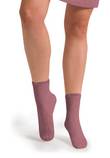 La Mini Ribbed Ankle Socks | Raisin Rose