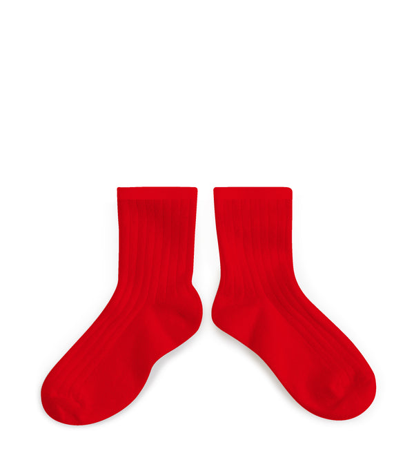 Adult La Mini Ribbed Ankle Socks | Poppy