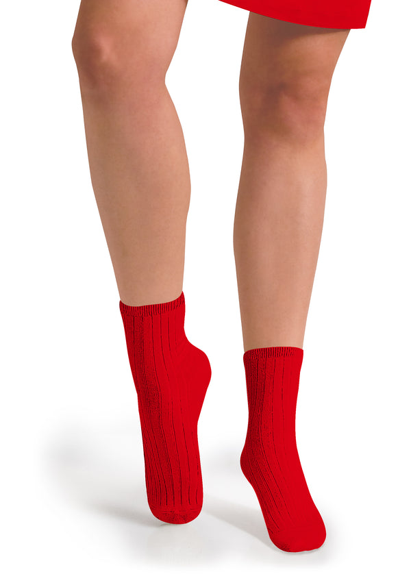 Adult La Mini Ribbed Ankle Socks | Poppy