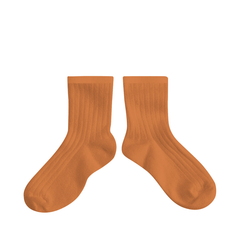 La Mini Ribbed Ankle Socks | Terracotta