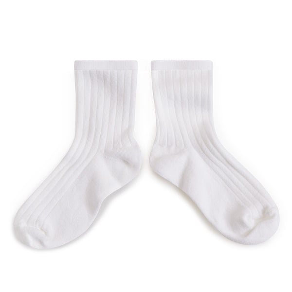 Adult La Mini Ribbed Ankle Socks | White