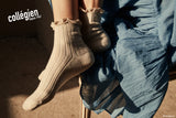 Lili Lace Trim Ribbed Ankle Socks | Sable