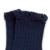 Lili Lace Trim Ribbed Ankle Socks | Starry Night