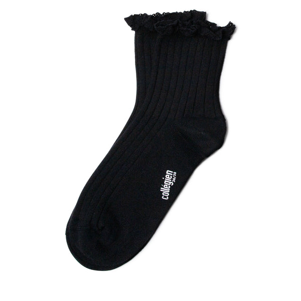 Lili Lace Trim Ankle Socks | Black