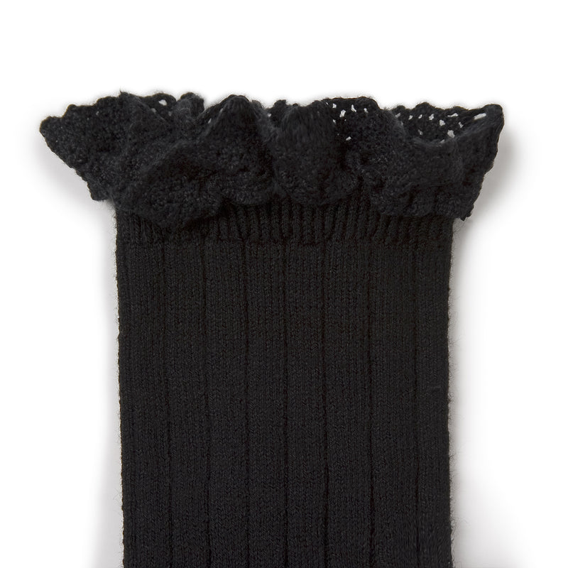 Lili Lace Trim Ankle Socks | Black