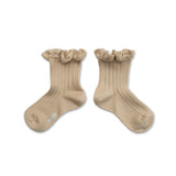 Lili Lace Trim Ribbed Ankle Socks | Sable