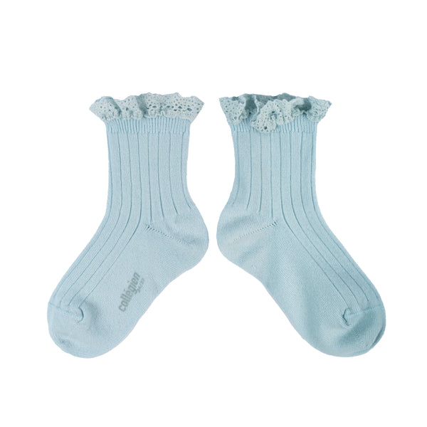 Lili Lace Trim Ankle Socks | Glacier