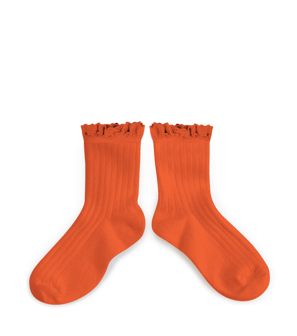 Lili Lace Trim Ankle Socks | Pumpkin