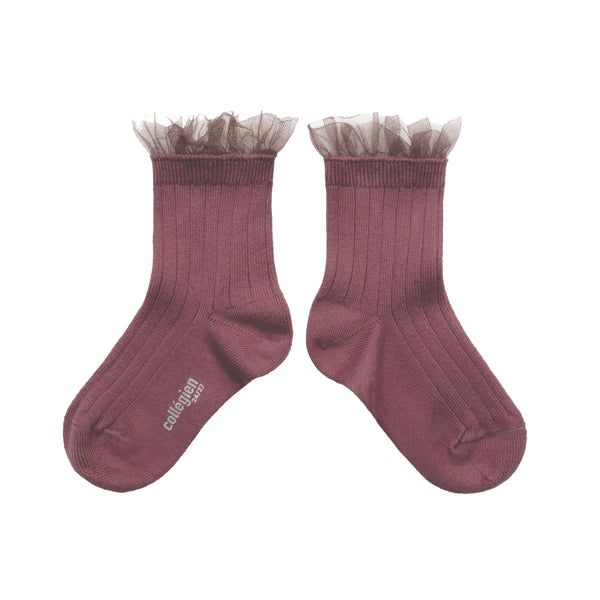 Margaux Tulle Ankle Socks | Raisin Rose