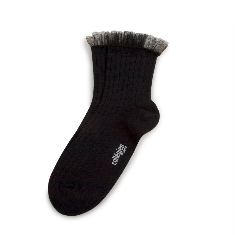 Margaux Tulle Ankle Socks | Black