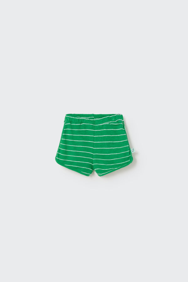 Baby Organic Wide Stripes Crepe Shorts | Green