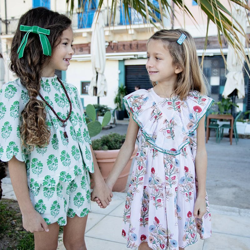 Girls Misha Scallop 2-Piece Set | Green Strawflower