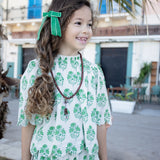 Girls Misha Scallop 2-Piece Set | Green Strawflower