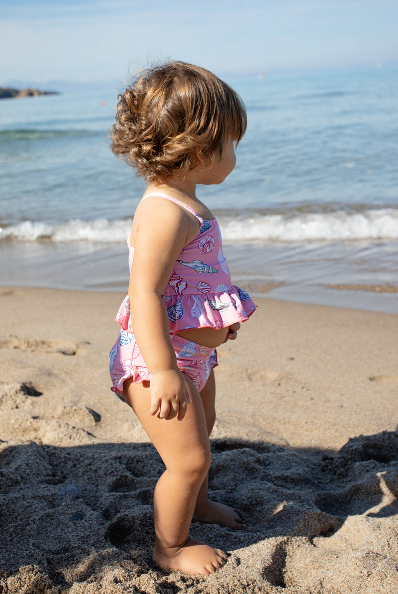 Baby Girls Joy Tankini | Pink Seashells