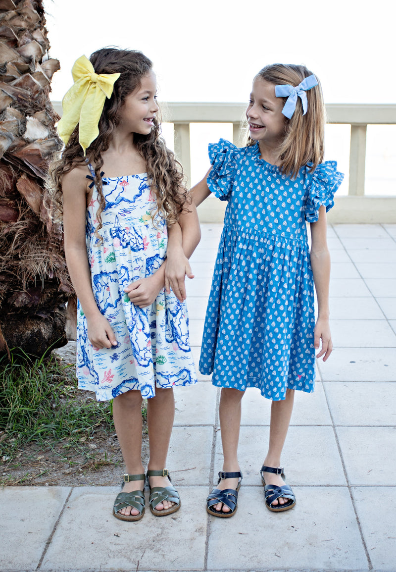 Girls Jennifer Dress | Blue Tear Drop