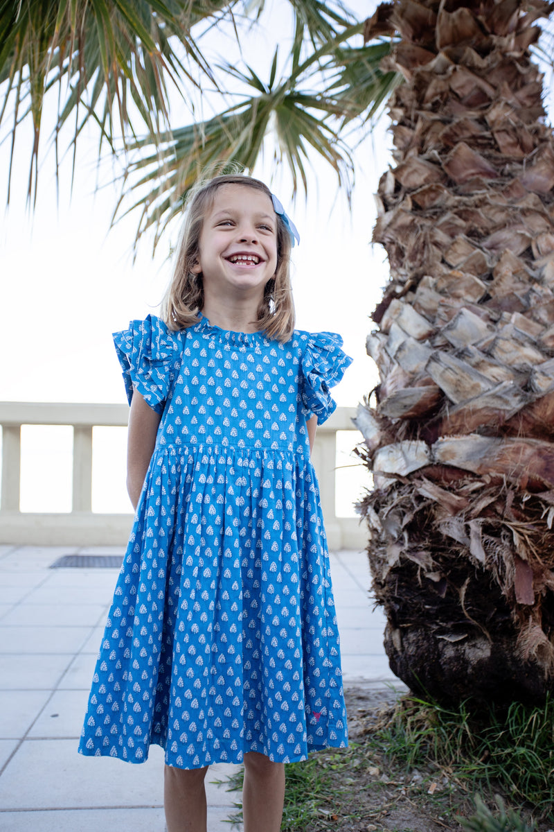 Girls Jennifer Dress | Blue Tear Drop