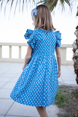 Girls Jennifer Dress | Blue Tear Drop