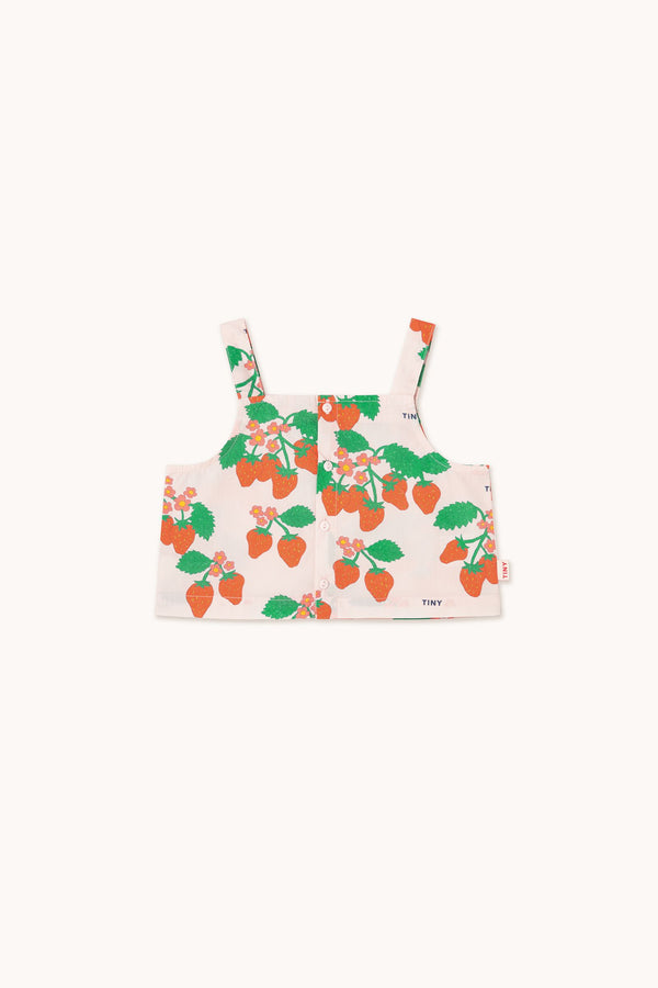 Strawberries Woven Crop Top | Pastel Pink