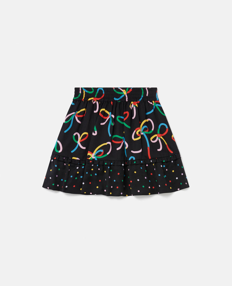 Ribbon Print Polka-Dot Skirt