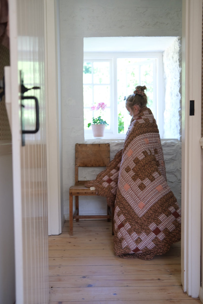 Chocolate Gingham Patchwork Quilt Baby