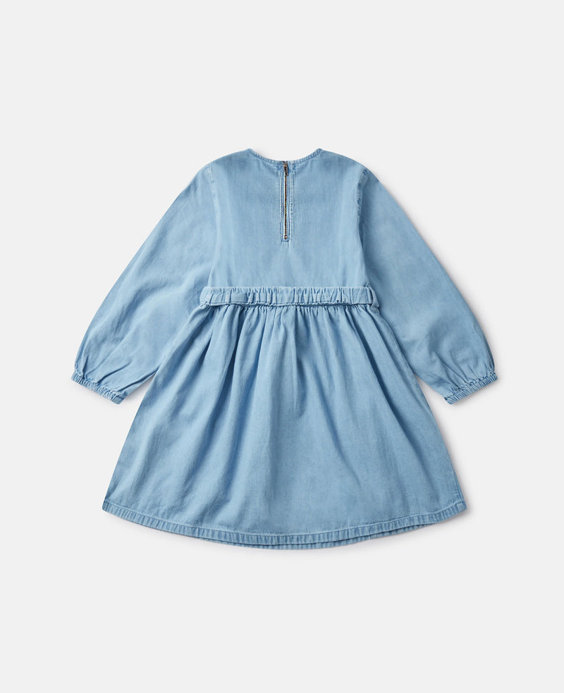 Flower Graphic Buckle Long-Sleeve Dress