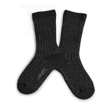Adult Victoire Glitter Ribbed Crew Socks | Carbon Black