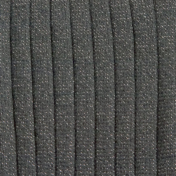 Adult Victoire Glitter Ribbed Crew Socks | Pebble Gray