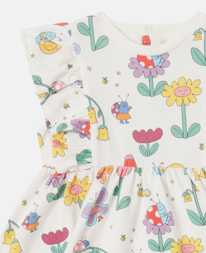 Floral Print Cap-Sleeve Dress