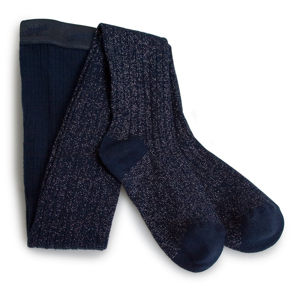 Amélie Glitter Ribbed Tights | Starry Night