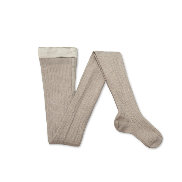 Amélie Glitter Ribbed Tights | Pearl Gray